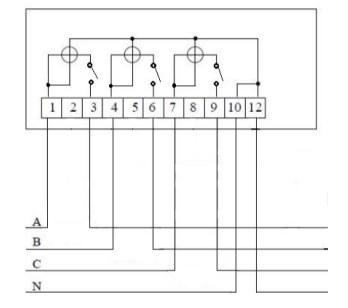 Схема подключения счётчика ЭМИС ЭЛЕКТРА 976 к сети 380В