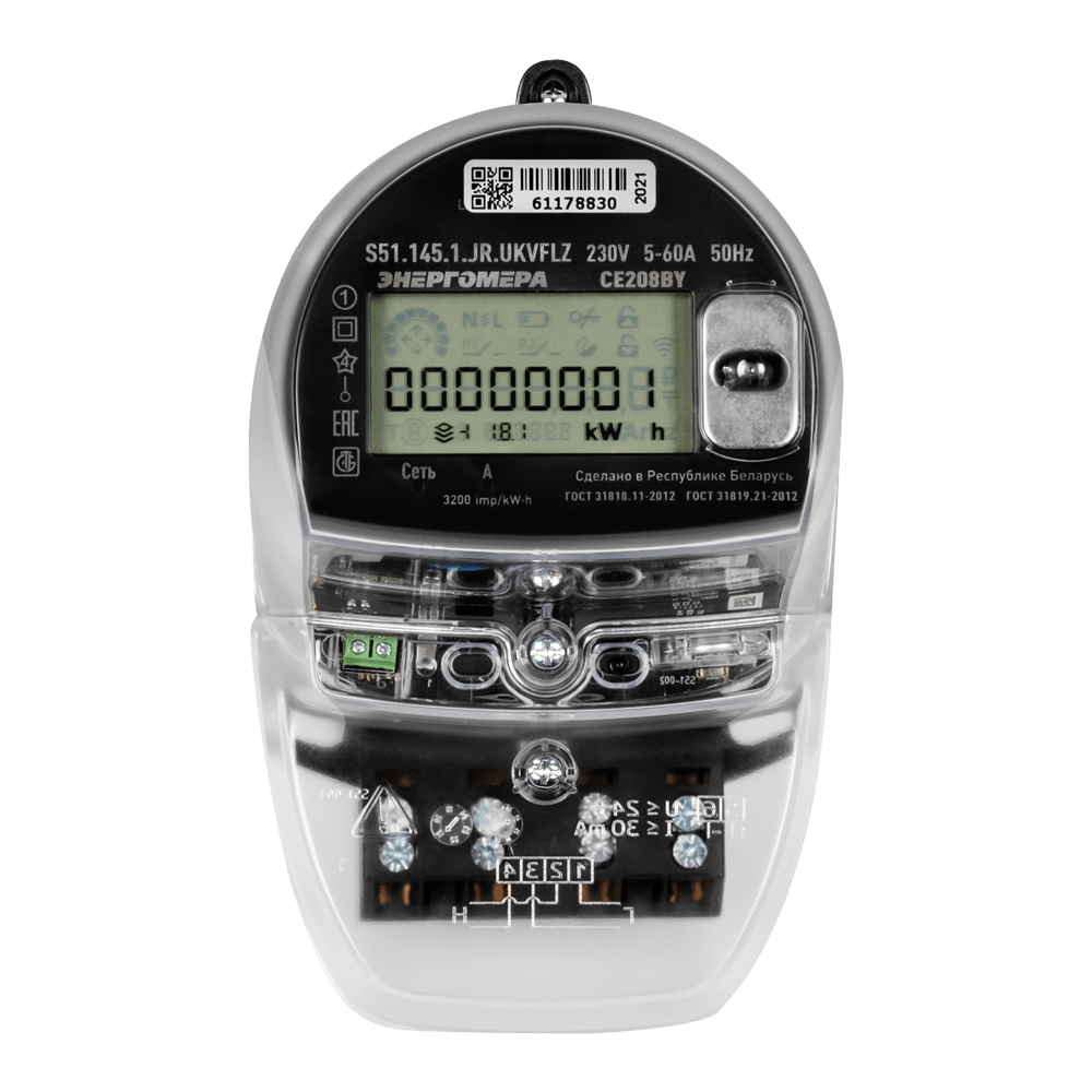 Счётчик Энергомера CE208BY — однофазный электросчётчик